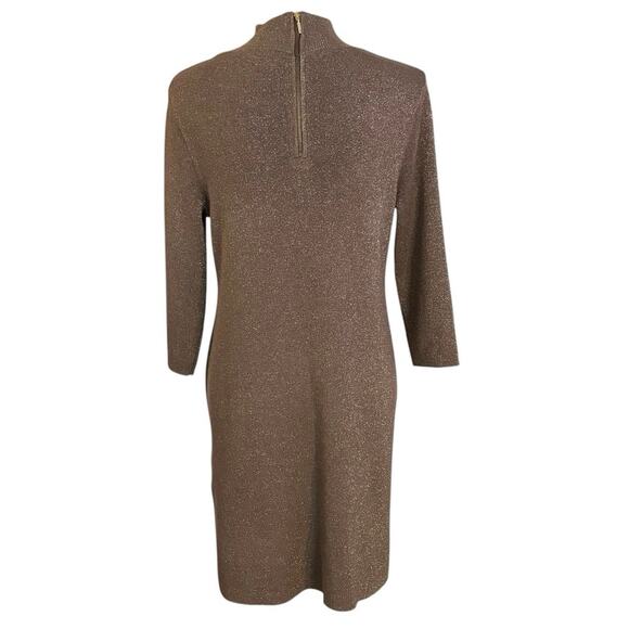 Chicos Travelers Size 1 US M Gold Metallic Sweater Tunic Top - Picture 3 of 7